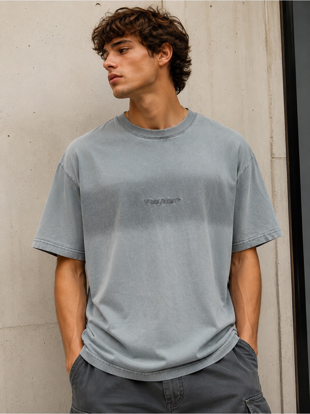 Diesel Industry Denim Division Men’s T-Shirt Large Faded Blue Logo
